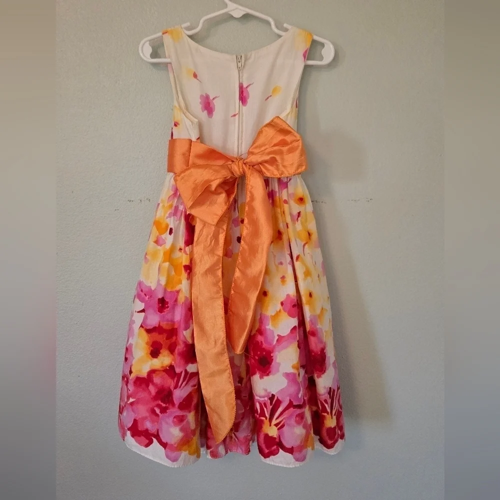 Kids Dream Orange and Pink Floral Dress Size 3-4